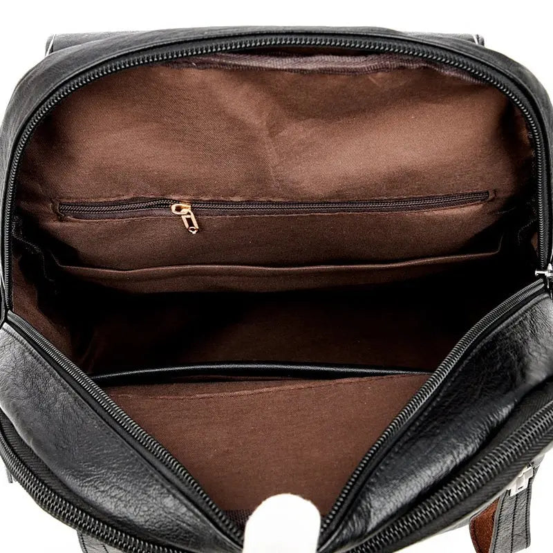 Women Leather Travel Backpack School Bags Girls Solid Back Pack Vintage Bagpack