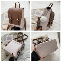 Leather Women Backpack Small School Bags