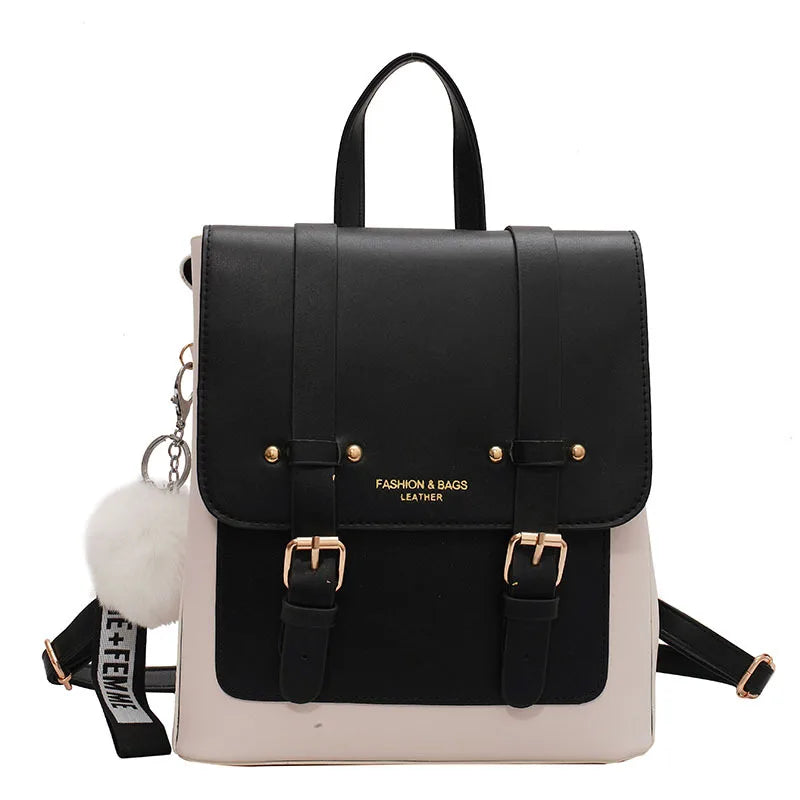 Leather Women Backpack Small School Bags