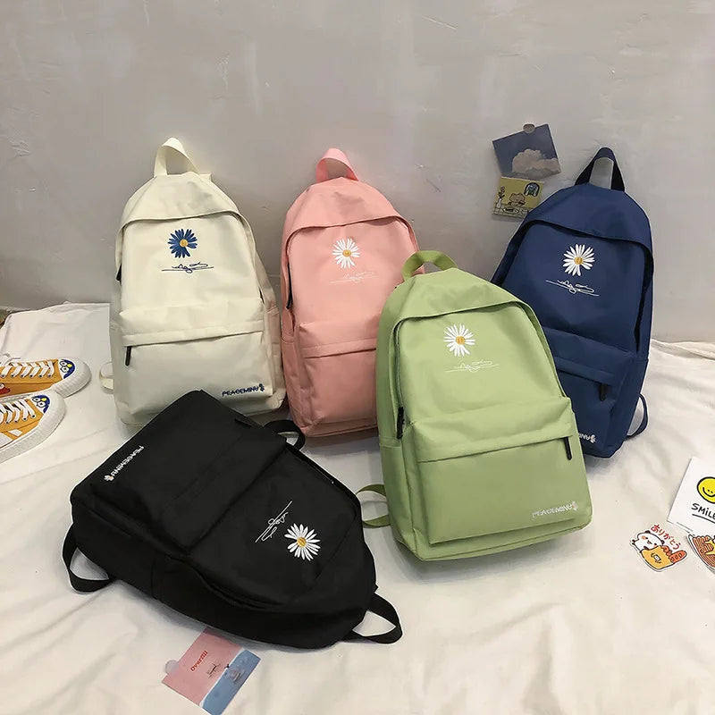 Female Daisy Backpack Teen Girls School Bag Nylon Travel Students Backpack
