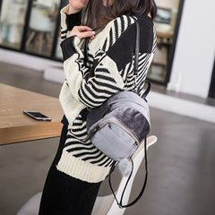 Velvet Backpack Veludo Schoolbag Zipper Pompom Casual Mini Female Bags
