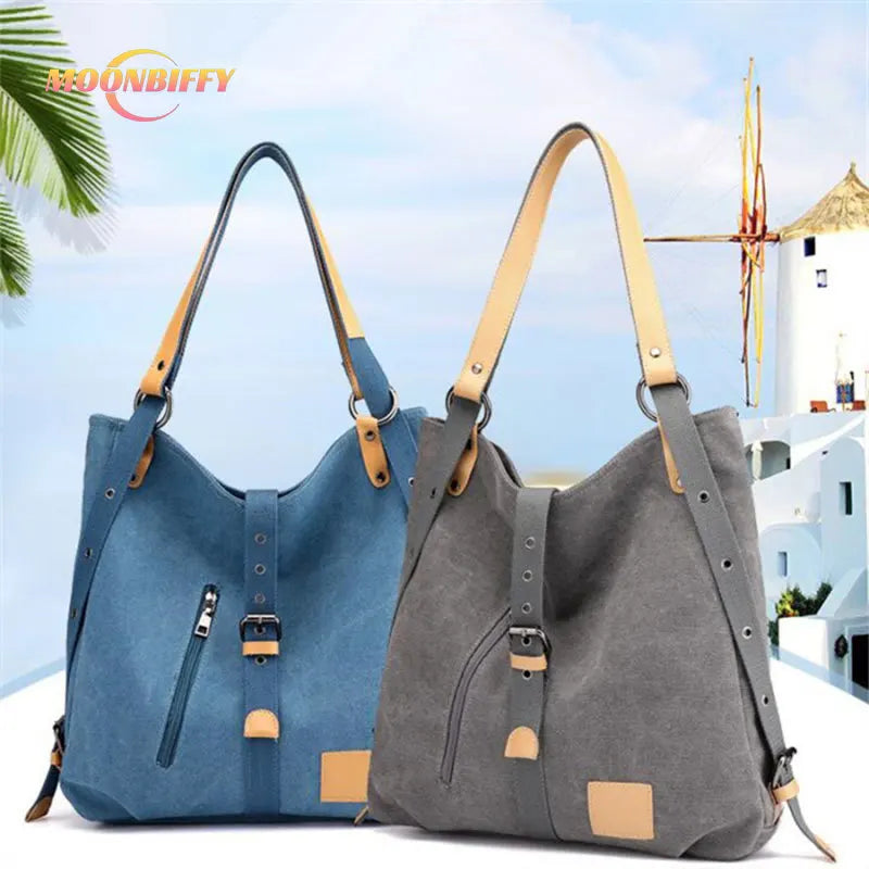 Vintage Canvas Tote Bag Large Capacity Handbag