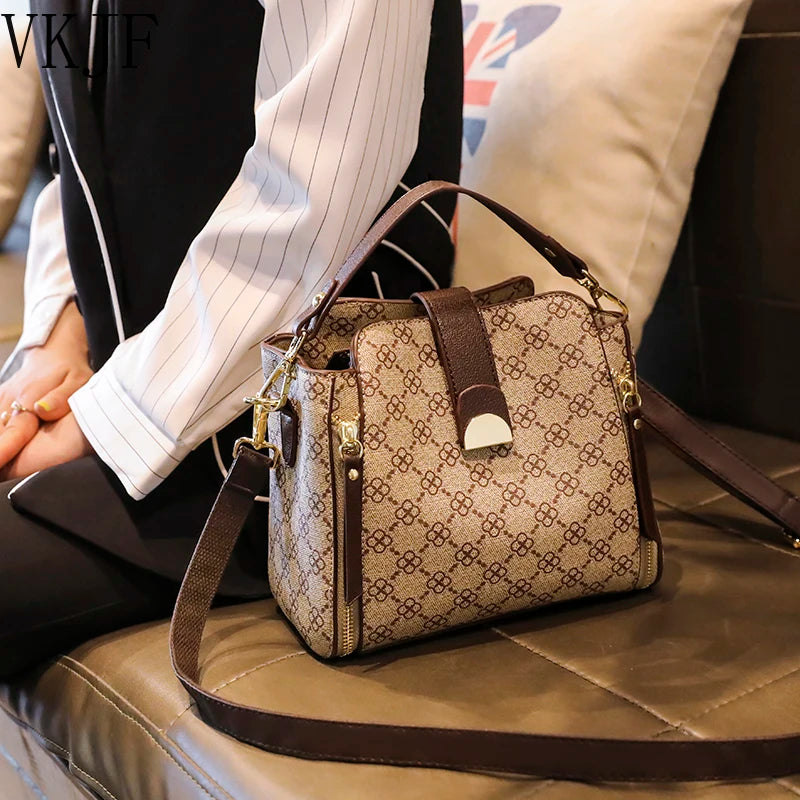 Vintage Plaid Crossbody Bag Top Handle Phone Shoulder Handbag