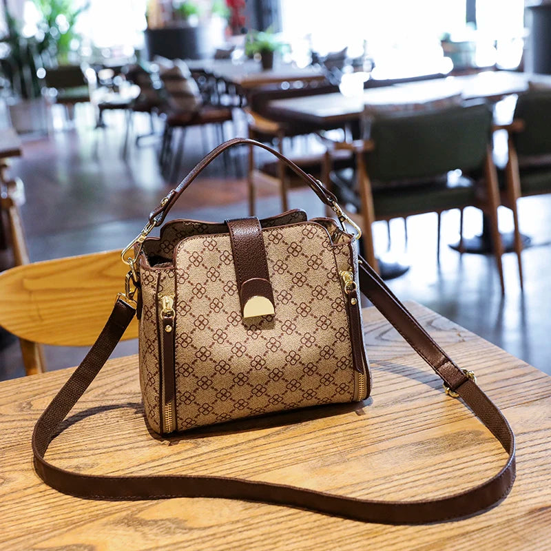 Vintage Plaid Crossbody Bag Top Handle Phone Shoulder Handbag