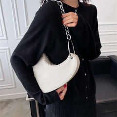 Heart Pattern Chain Women Handbag Silver