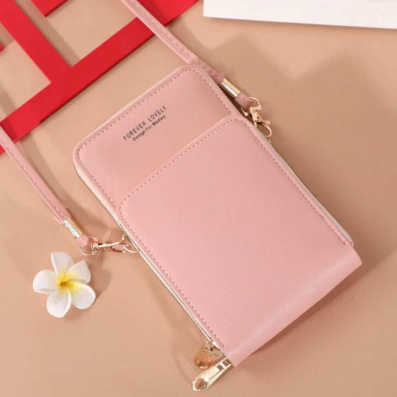 Women Bag Touch Screen Shoulder Cell Phone Bag Mini Crossbody Bags Leather