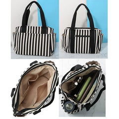 Striped Panelled Shoulder Bag Summer Beach Handbag Canvas Shopping Bag