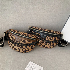 Leopards Pattern Crossbody Chest Bag Half Moon Fanny Pack