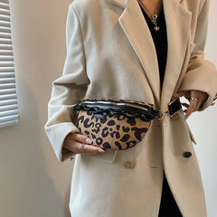 Leopards Pattern Crossbody Chest Bag Half Moon Fanny Pack
