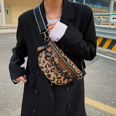 Leopards Pattern Waist Bag Casual Crossbody Chest Fanny Pack