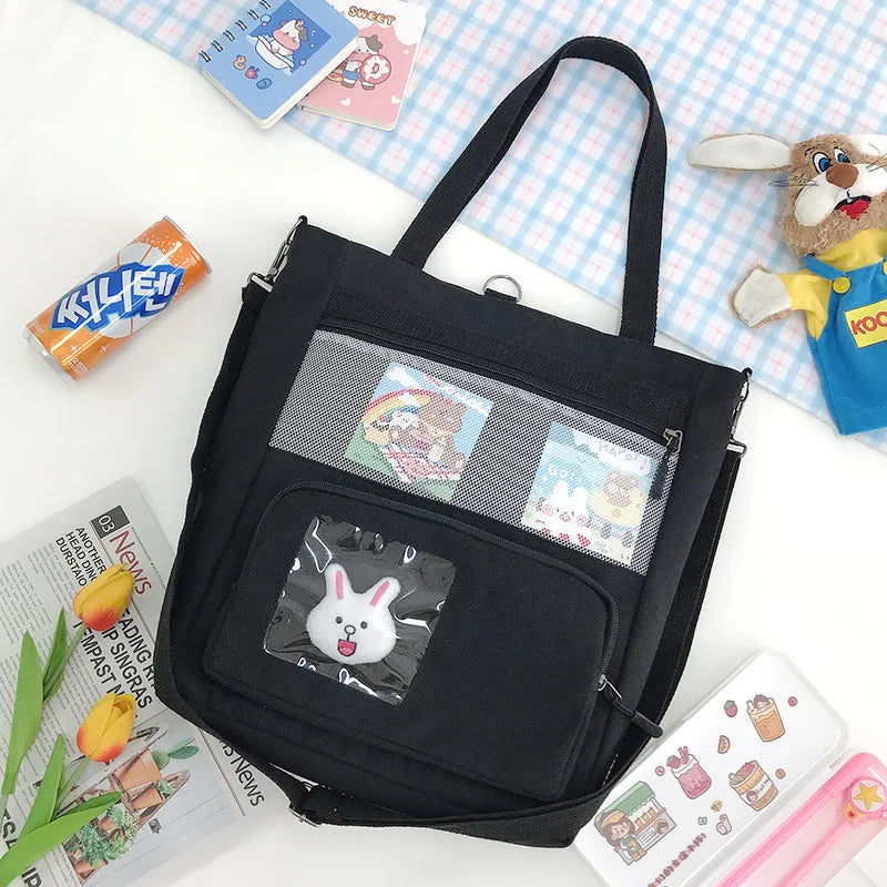 Canvas College Backpack Female Shoulder Crossbody Bag