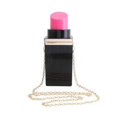 Lipstick Shape Evening Clutch Bag Chain Party Tote Handbag