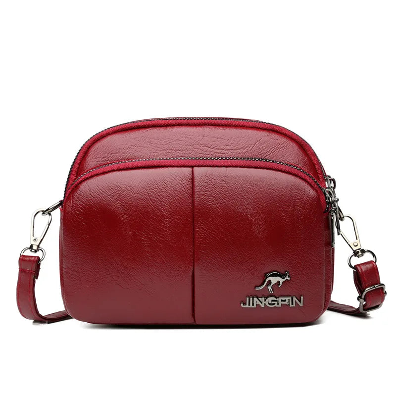 Women Leather Messenger Bag Crossbody Multi-compartment Shoulder Handbag