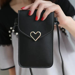 Transparent Women Cross Shoulder Bag Mini Heart Hasp Mobile Pouch