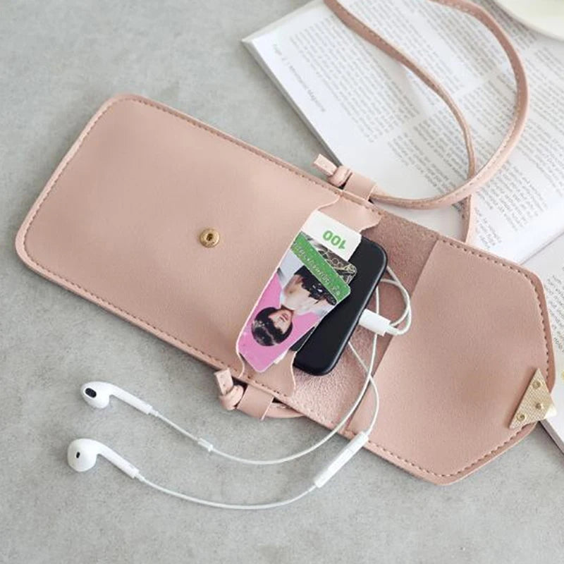 Transparent Women Cross Shoulder Bag Mini Heart Hasp Mobile Pouch