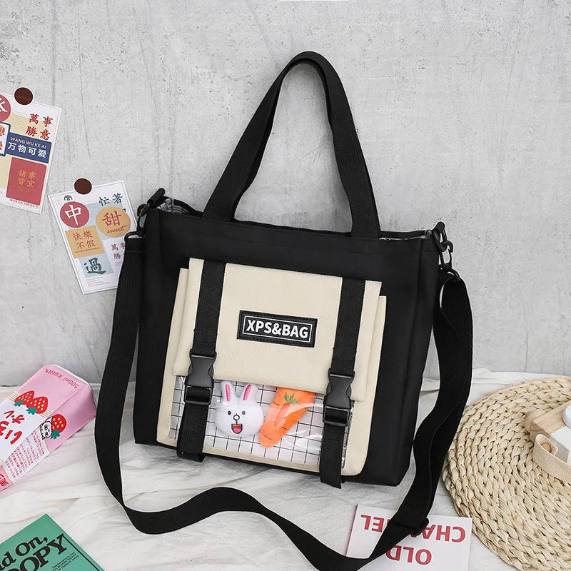 Canvas Shoulder Bag College Student School Messenger Crossbody Handbag