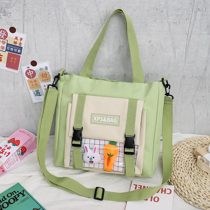 Canvas Shoulder Bag College Student School Messenger Crossbody Handbag