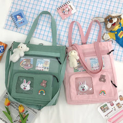 Korea Japan Canvas Backpack School Bag Shoulder Messenger Handbag