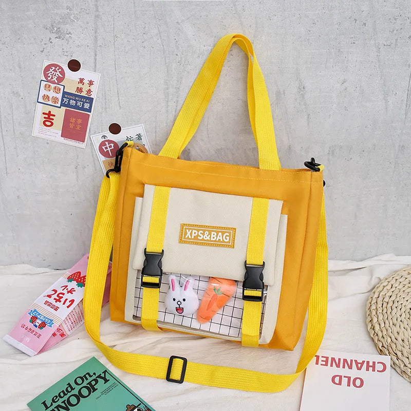 Canvas Shoulder Bag Korean Japanese Crossbody Satchel