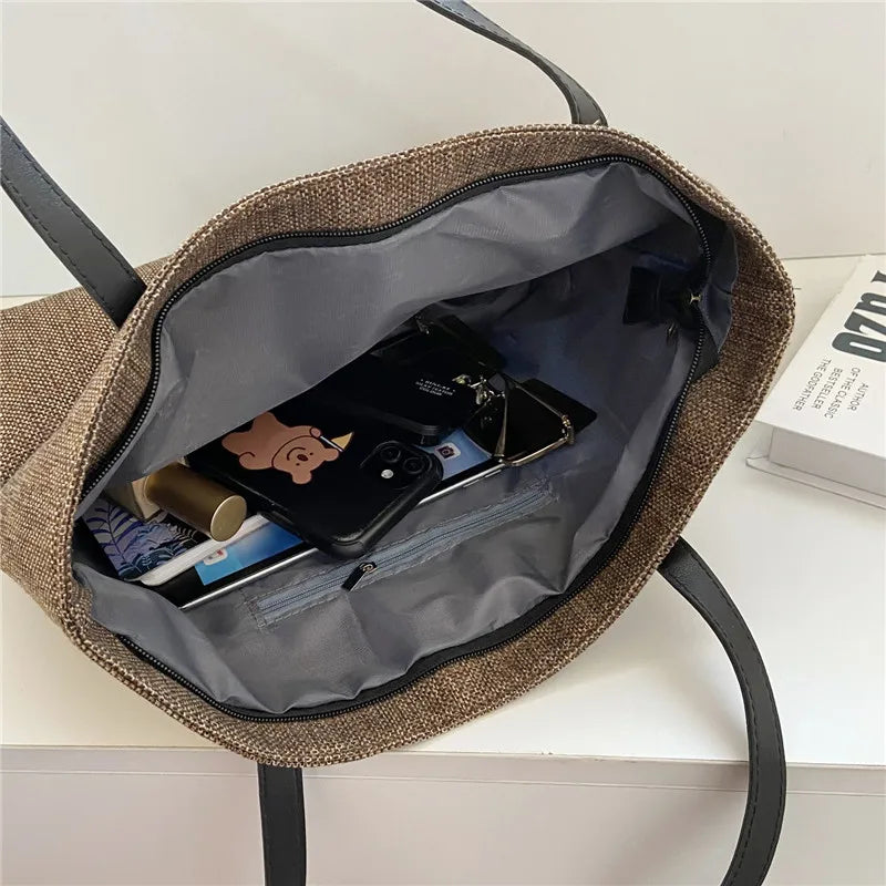 Women Bag Large Capacity Tote Bags Cotton Linen Handbag Casual Female Shopping