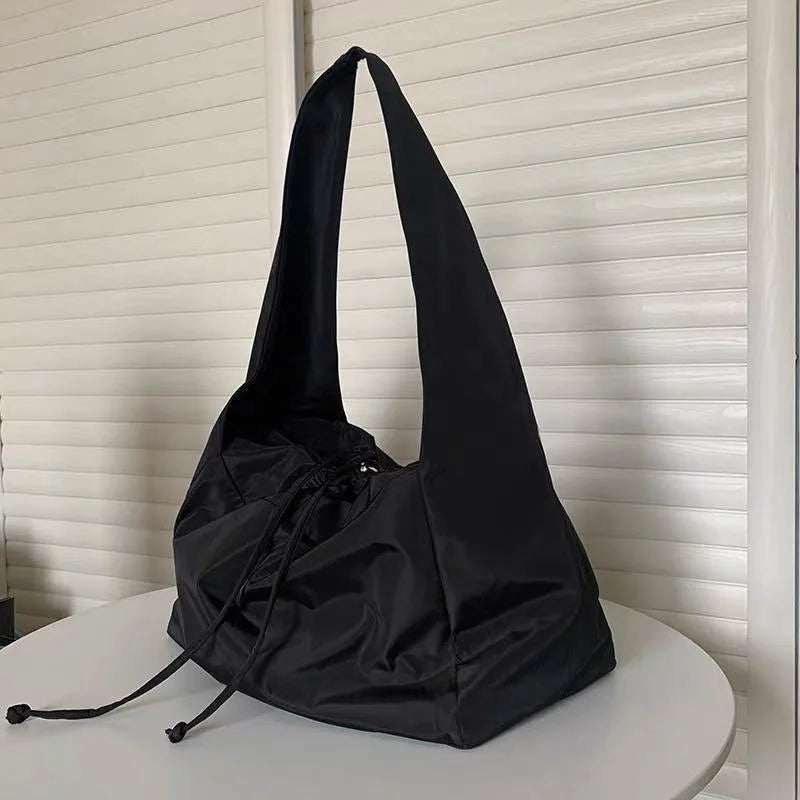 Nylon Bucket Shoulder Bag Soft Tote Handbag