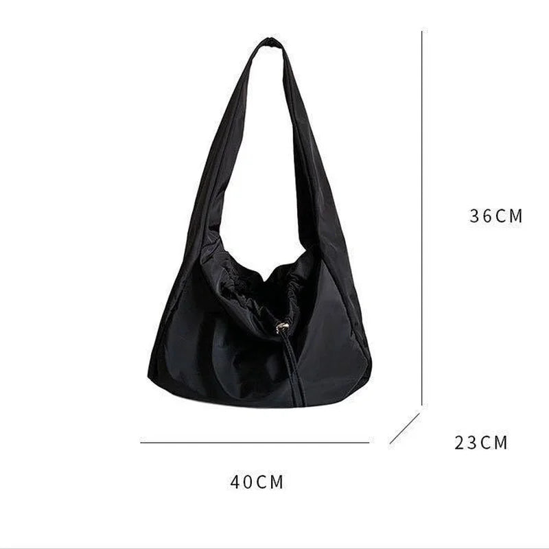 Nylon Bucket Shoulder Bag Soft Tote Handbag