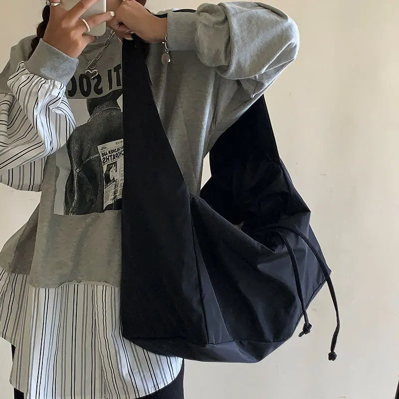 Nylon Bucket Shoulder Bag Purse