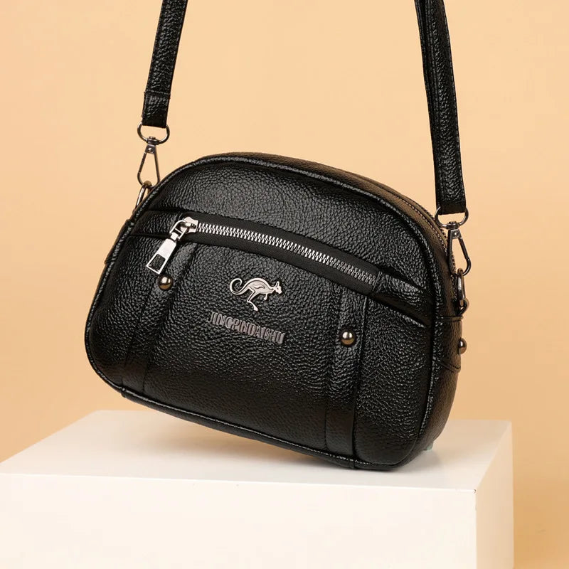 Women Bag PU Small Round Shoulder Messenger Crossbody Bag Soft PUMother Bag