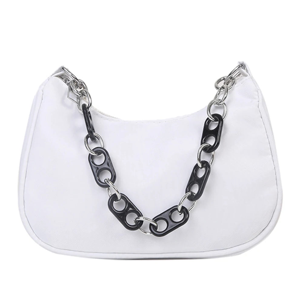 Nylon Armpit Shoulder Purse Canvas Small Shoulder Bag Chains Clutch