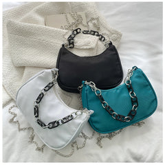 Nylon Armpit Shoulder Purse Canvas Small Shoulder Bag Chains Clutch