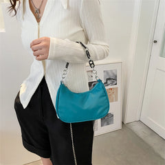 Nylon Armpit Shoulder Purse Canvas Small Shoulder Bag Chains Clutch