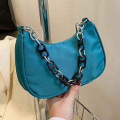 Nylon Armpit Shoulder Purse Canvas Small Shoulder Bag Chains Clutch