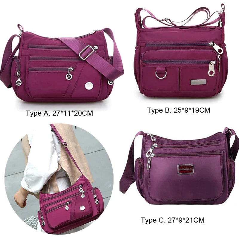 Waterproof Nylon Messenger Bag for Women
