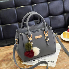 Women Bag PU Leather Handbag Crossbody Shoulder Tote Shell Sac Femme Fur Ball