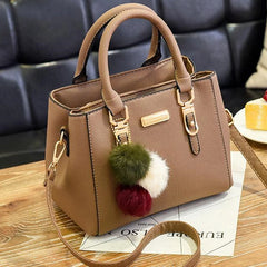 Women Bag PU Leather Handbag Crossbody Shoulder Tote Shell Sac Femme Fur Ball
