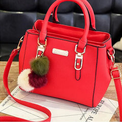 Women Bag PU Leather Handbag Crossbody Shoulder Tote Shell Sac Femme Fur Ball