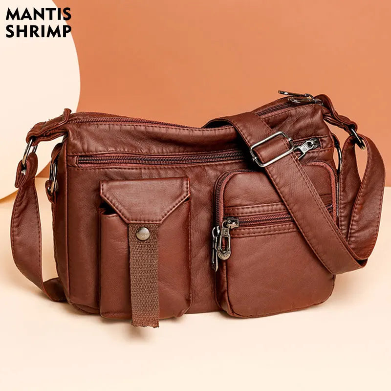 Women Shoulder Bag Soft PU Leather Crossbody Bag Retro Messenger