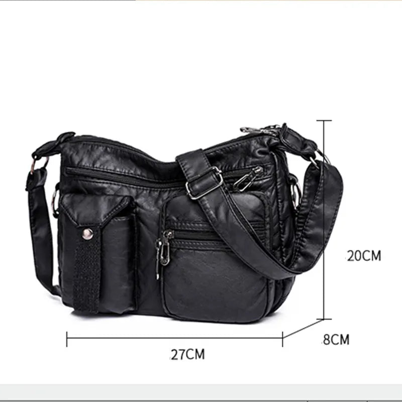 Women Shoulder Bag Soft PU Leather Crossbody Bag Retro Messenger