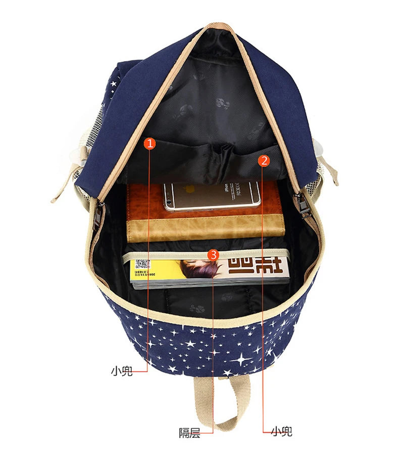 Canvas Backpack for Girls Casual School Shoulder Bag Laptop Rucksack