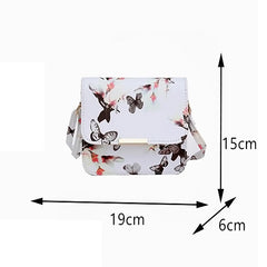 Small Satchel Women Bag Flower Butterfly Printed Shoulder Bag