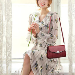 Women Crossbody Bag PU Leather Black&Red