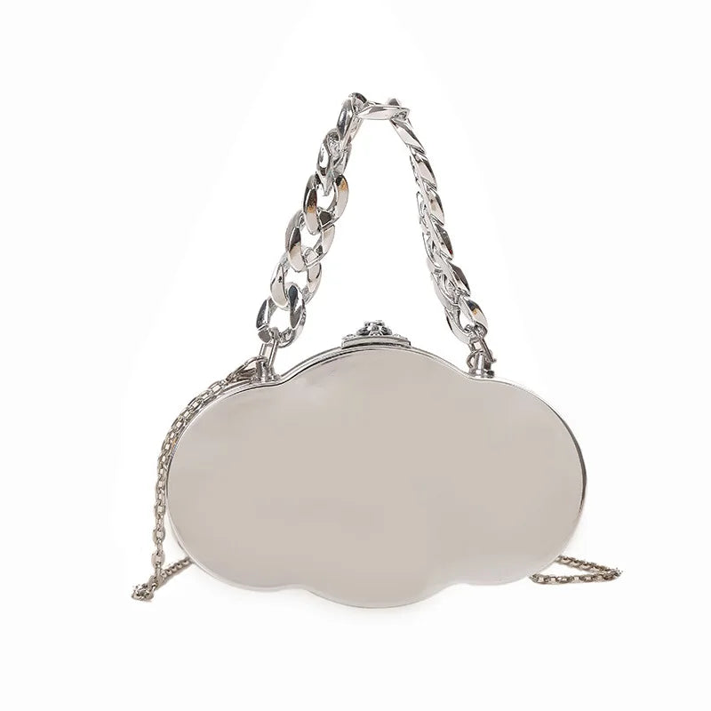 Women Silver Shoulder Bag Chain Messenger Handbag Purse Ladies Dinner Bag
