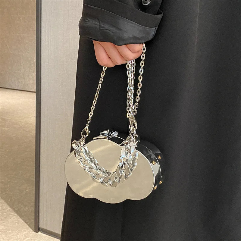 Women Silver Shoulder Bag Chain Messenger Handbag Purse Ladies Dinner Bag