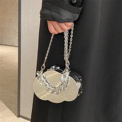 Women Silver Shoulder Bag Chain Messenger Handbag Purse Ladies Dinner Bag