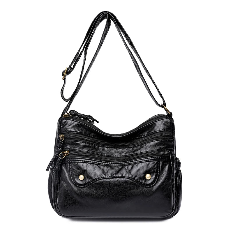 Vintage Soft PU Leather Messenger Bag Crossbody Shoulder Bag