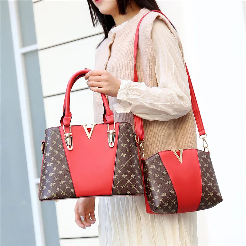 2 Pcs Leather Handbag Tote Shoulder Messenger Bag for Women