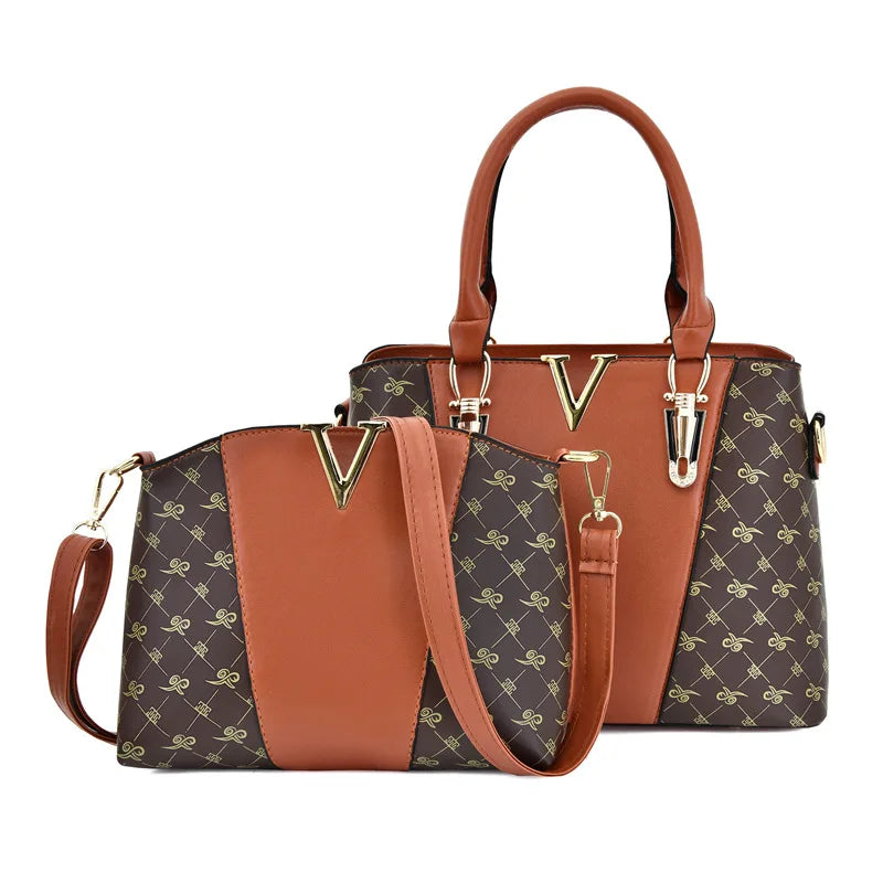2 Pcs Leather Handbag Tote Shoulder Messenger Bag for Women