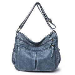 Vintage Leather Shoulder Bag Crossbody Messenger Pack - Brown
