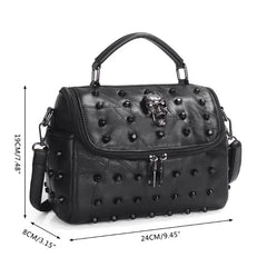 Skull Tote Handbag Rivet Messenger Crossbody Satchel Purse