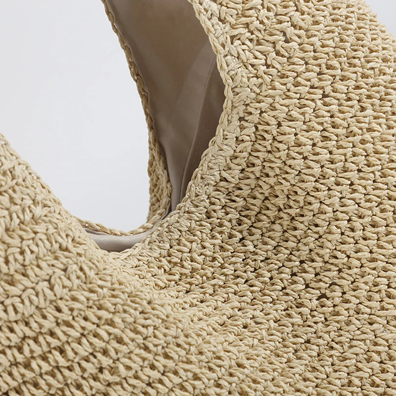 Woven Straw Beach Bag for Women Summer Travel Tote Large Cosmetic Bucket